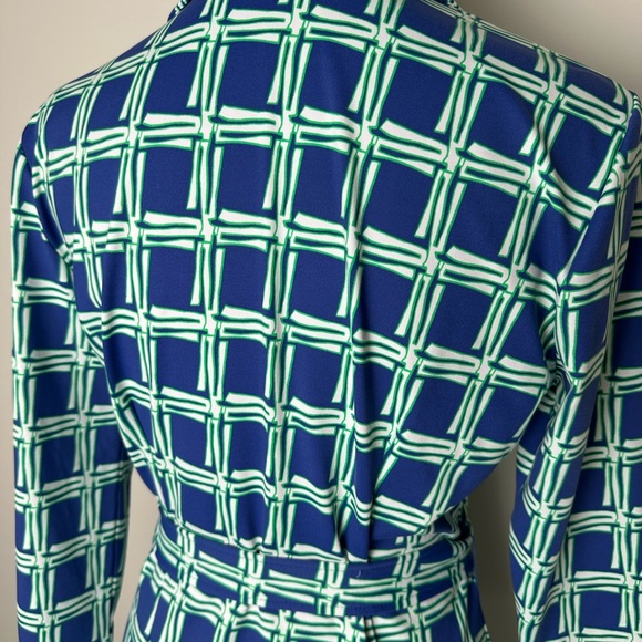 NWOT J. McLaughlin Blue and Green Bamboo print Dress - Picture 7 of 7